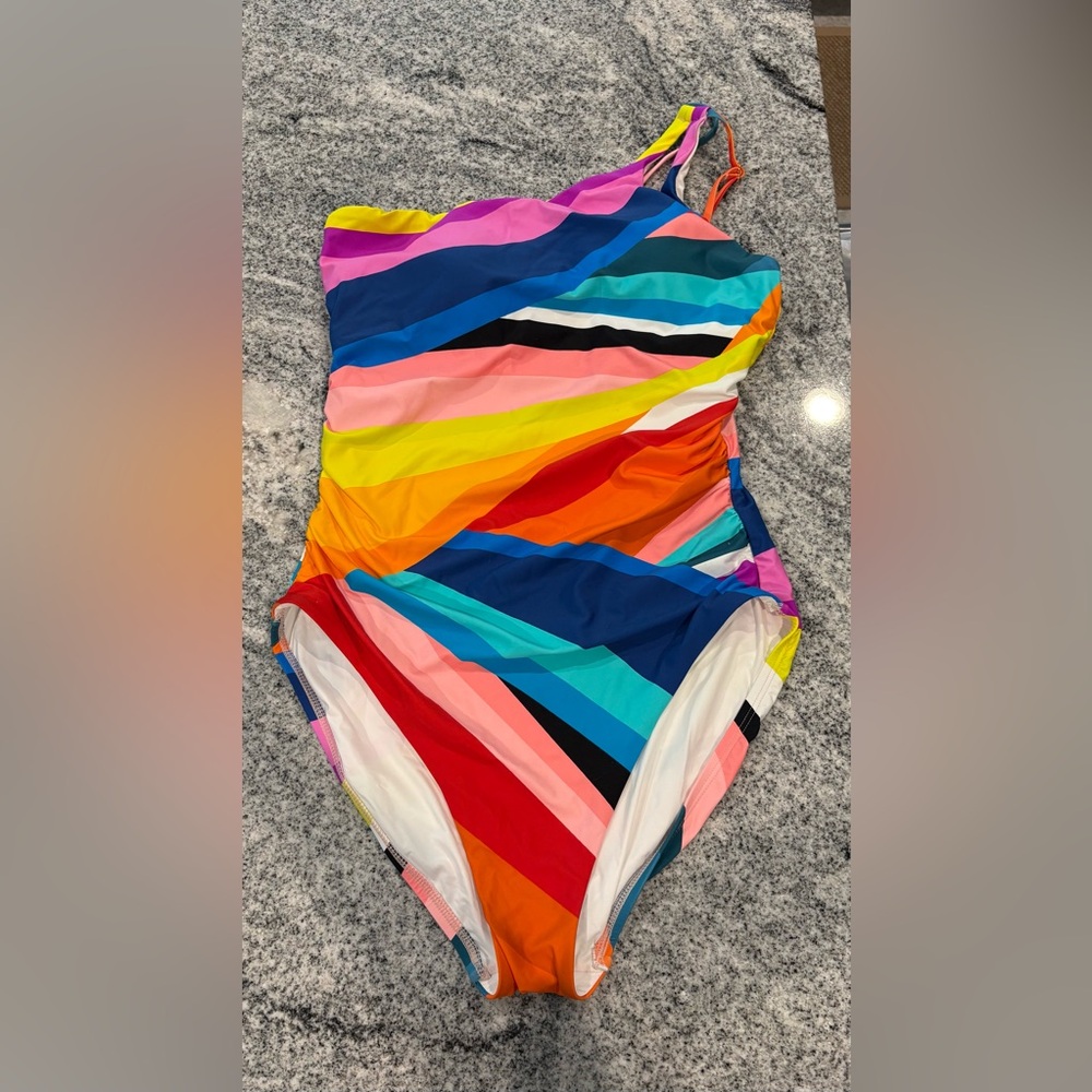 Colorful Striped One-Shoulder Women’s Swimsuit